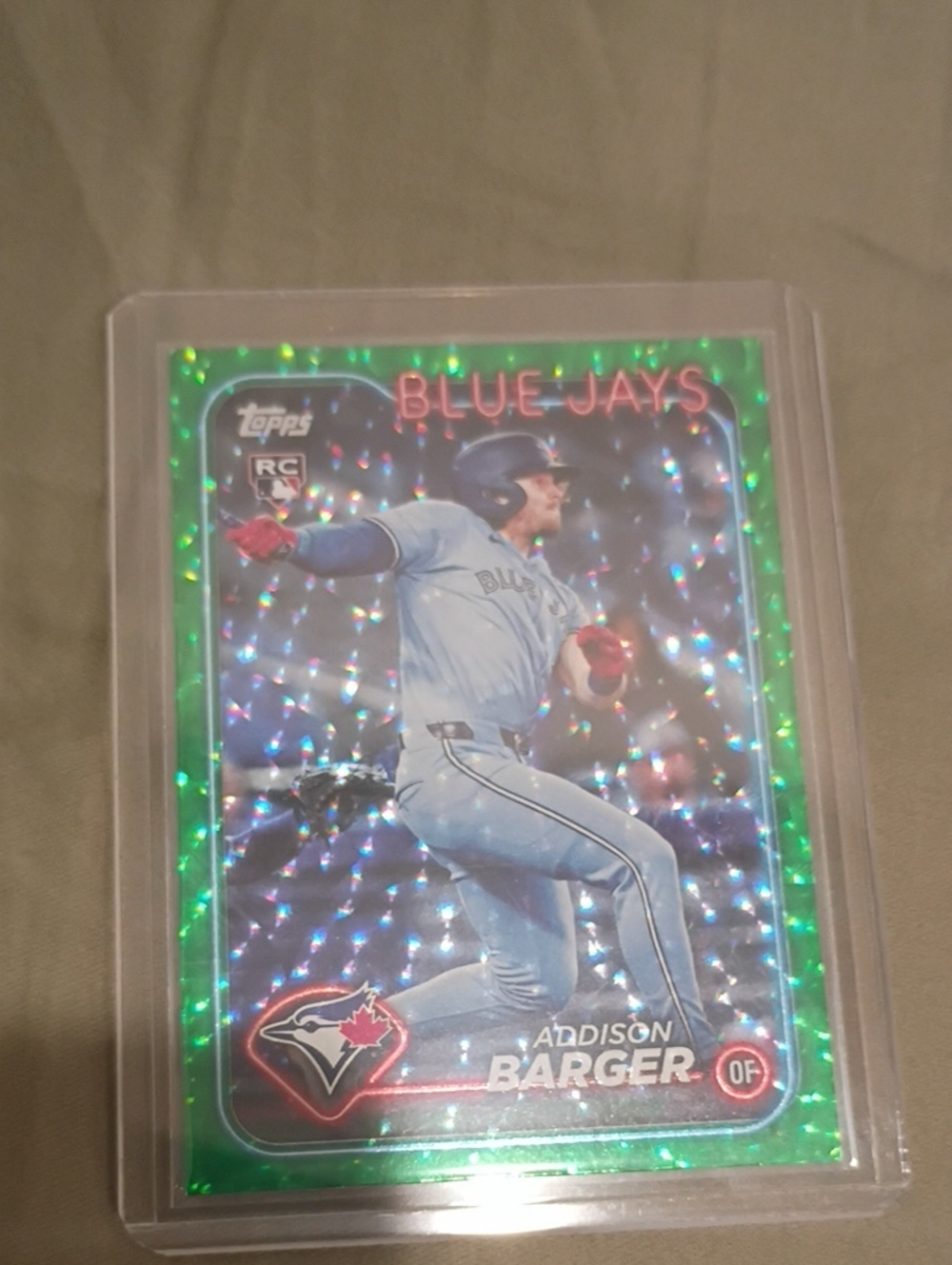Topps Green Holographic Addison Barger Blue Jays Card